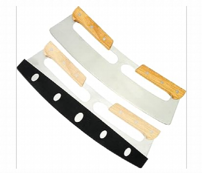 Pizza Cutter Knife With Wooden Handles And  Protective Cover - Zoom Image 2