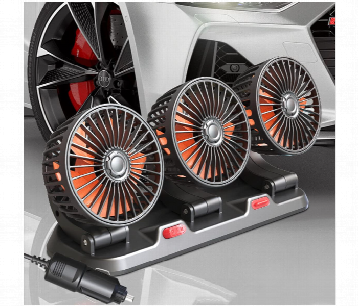 Car Fan Three Head Vehicle Fan 2 Speeds Car Cooling Fan Low Noise 360 Degree Rotatable Electric Car Fans Usb - Zoom Image 1