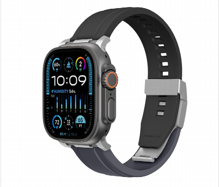 Amazing Thing Titan Chrono Silicone Band For Apple Watch 46 49Mm Grey Black - Zoom Image