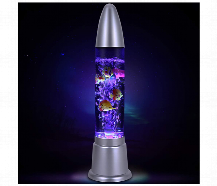 Aqua Bubble Lava Lamp Artificial Aquarium With Fish Rocket Lamp Shape Multi Color Changing 70Cm Light - Zoom Image 1