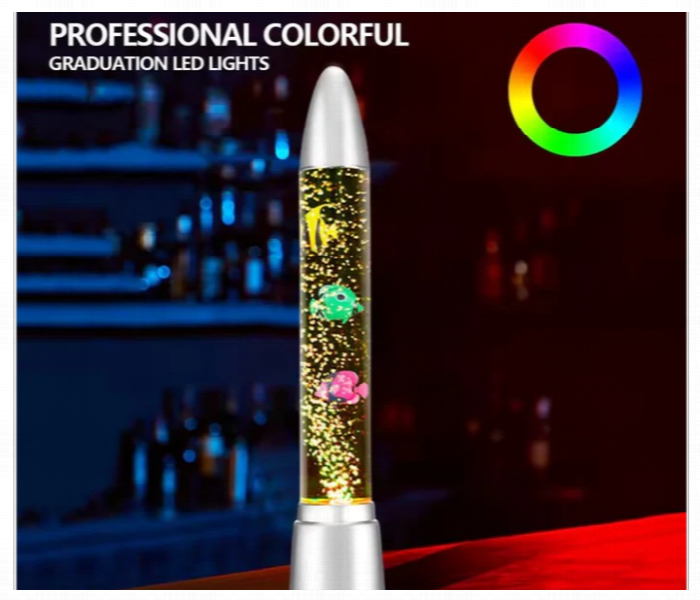 Aqua Bubble Lava Lamp Artificial Aquarium With Fish Rocket Lamp Shape Multi Color Changing 70Cm Light - Zoom Image 2