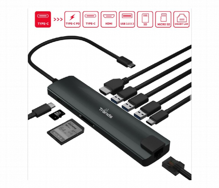 Trands Cr 6533 Multi Functional Type C Usb Hub Adapter - Zoom Image 2