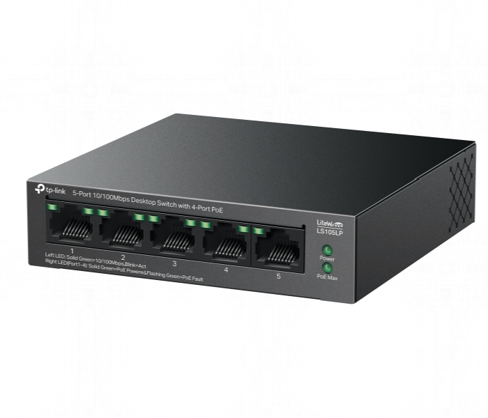 Tp Link Ls105Lp 5 Port 10 100Mbps Desktop Switch With 4 Port Poe - Zoom Image 1