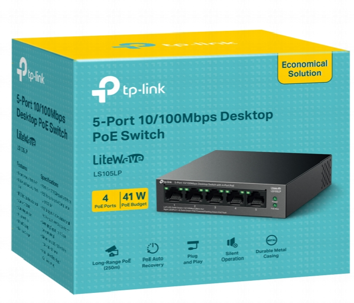 Tp Link Ls105Lp 5 Port 10 100Mbps Desktop Switch With 4 Port Poe - Zoom Image 2
