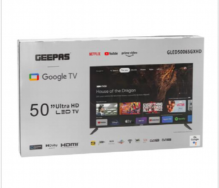 Geepas Google Tv Gled5006Sgxhd Dolby Audio Ultra Hd Led Tv Built In Chromecast With Remote Control Hdmi And Usb Ports - Zoom Image 2