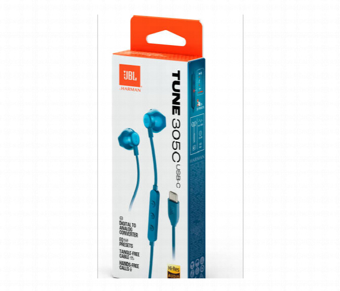 Jbl Tune 305C Usb C Wired Hi Res Earbud Headphones . Blue - Zoom Image 4