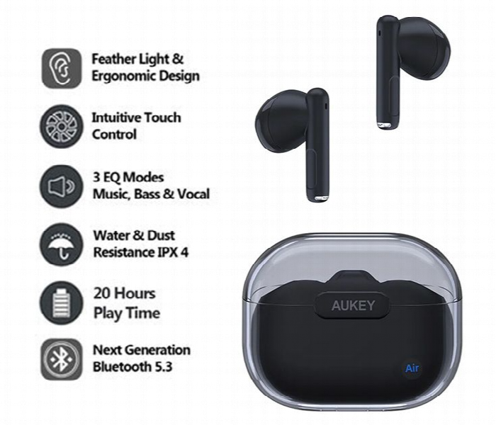Aukey Ep M2 Move Air True Wireless Earbuds . Black - Zoom Image