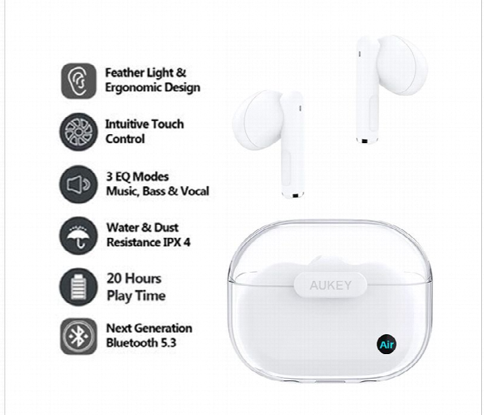 Aukey Ep M2 Move Air True Wireless Earbuds . White - Zoom Image