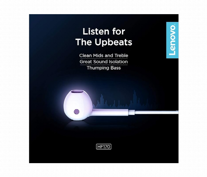 Lenovo 3.5Mm Half In Ear Wired Earphone Hf170 - Zoom Image 2