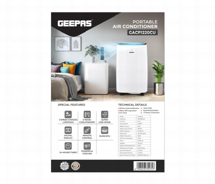 Geepas Gacp1220Cu Portable 1.0 Ton Air Conditioner - Zoom Image 1