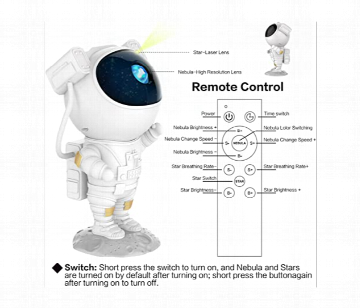 Astronaut Galaxy Star Projector Led Night Lamp - Zoom Image 5