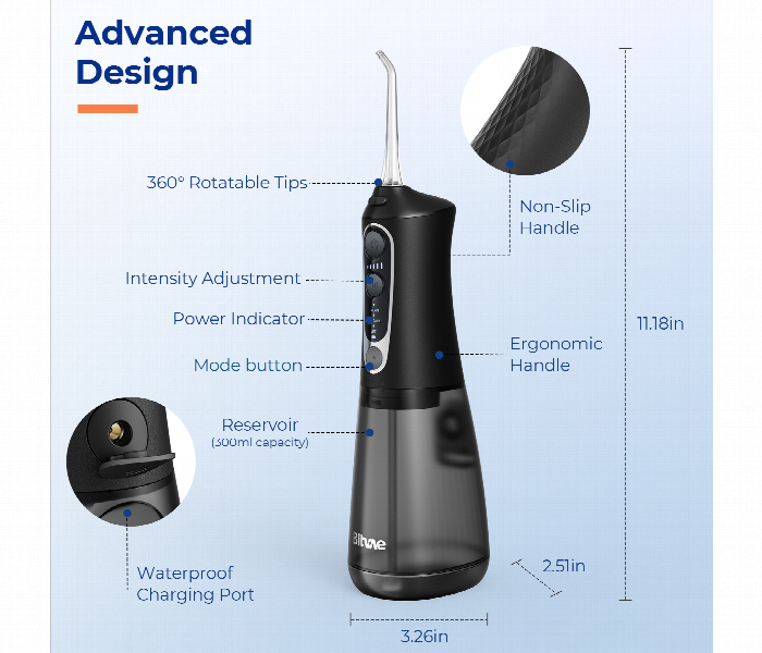 Bitvae C6 Water Flosser Oral Irrigator Black - Zoom Image 6