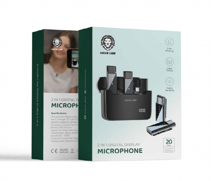 Green Lion 2 In 1 Digital Display Microphone - Zoom Image 2