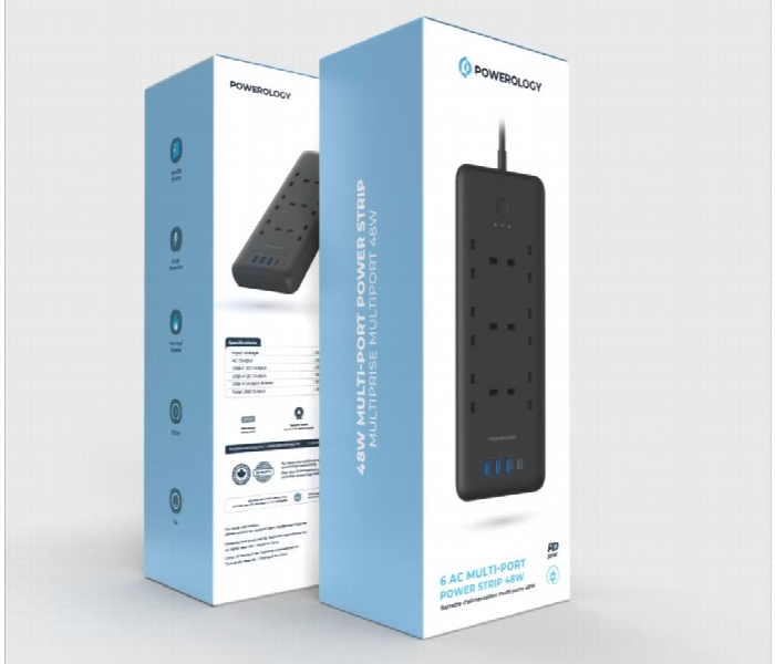 Powerology 6 Ac Multi Port Power Strip 48W - Zoom Image 3