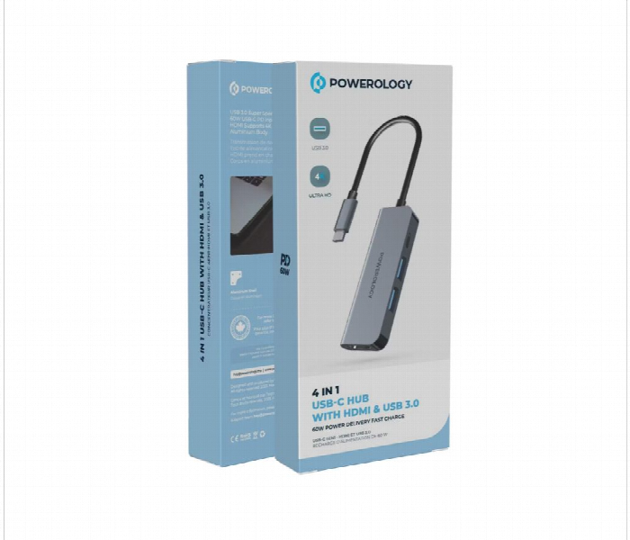 Powerology 4 In 1 Usb C Hub With 60W Pd - Zoom Image 4