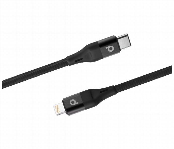 Porodo Braided Usb C To Lightning Pd Cable 1.2M Black - Zoom Image 2