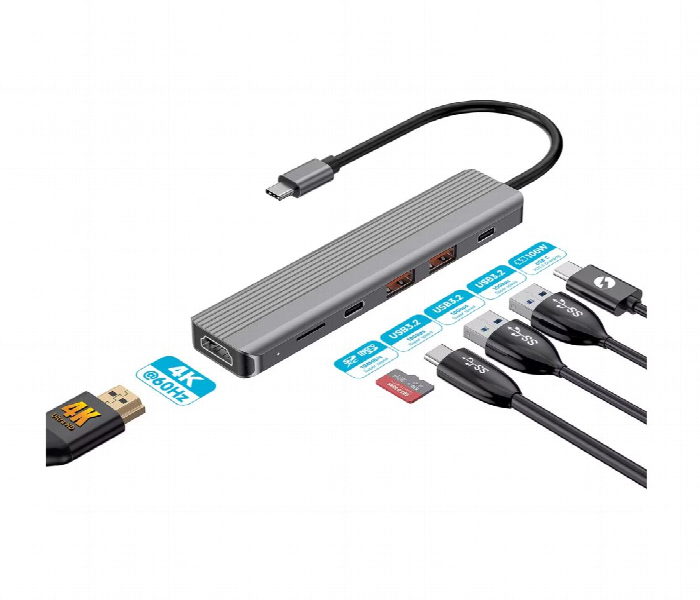 Powerology 6 In 1 Slim 4K Hdmi Usb C Hub - Zoom Image 2