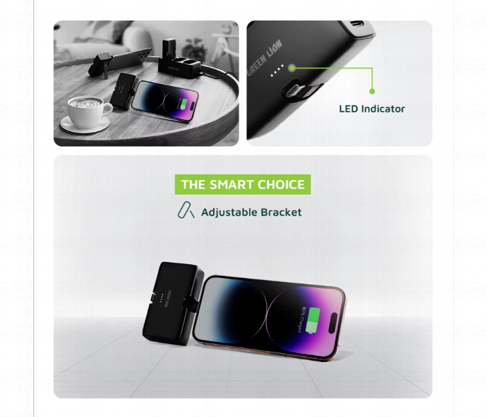 Green Lion 3 In 1 Power Bank Station15000Mah Black - Zoom Image 2