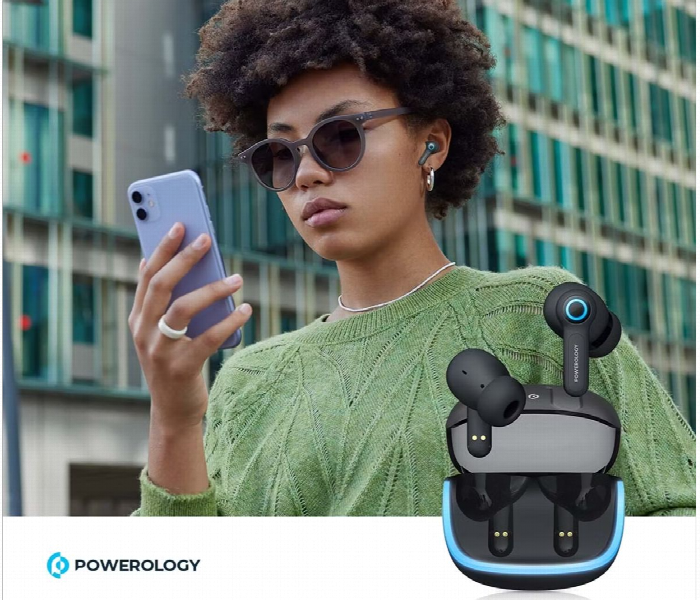 Powerology Quad Mic Enc True Wireless Earbuds Black - Zoom Image 5