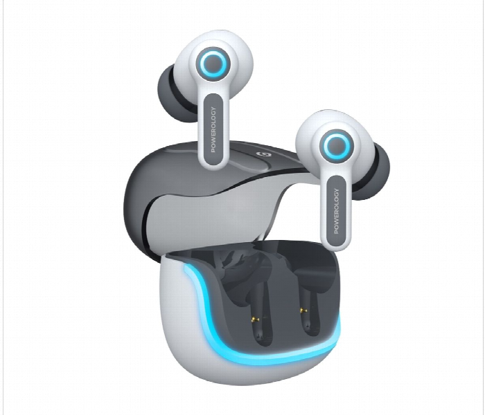 Powerology Quad Mic Enc True Wireless Earbuds White - Zoom Image 1