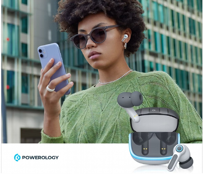 Powerology Quad Mic Enc True Wireless Earbuds White - Zoom Image 4