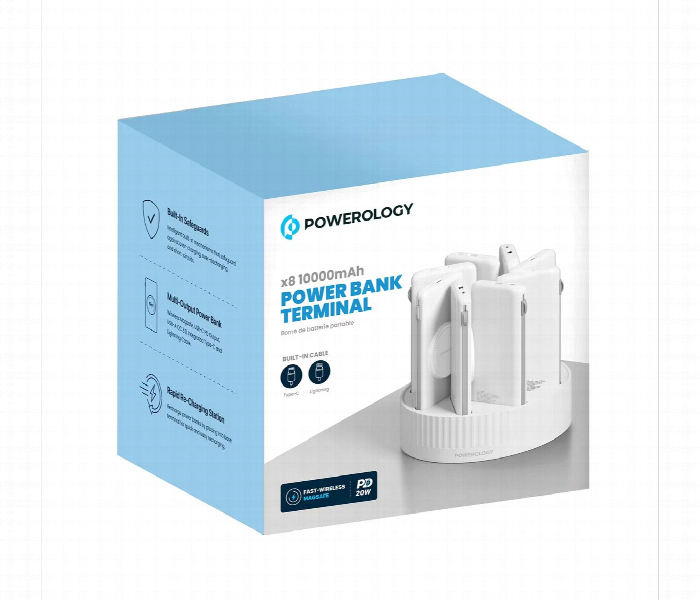 Powerology 8In1 Station 10000Mah Power Bank White - Zoom Image 5