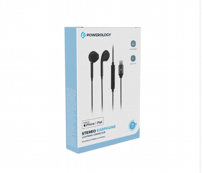 Powerology Stereo Earphone Lightning Connector 1.2M Or 4Ft Black - Zoom Image 5