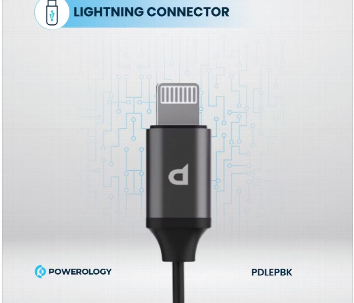 Powerology Stereo Earphone Lightning Connector 1.2M Or 4Ft Black - Zoom Image 2