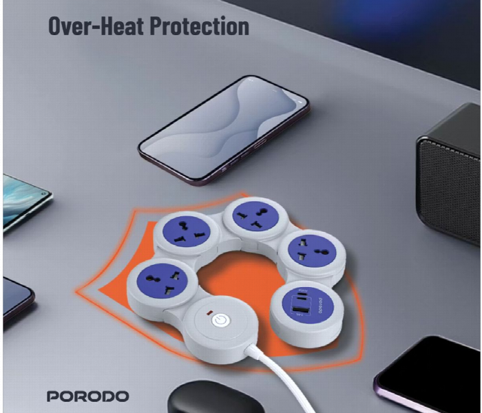 Porodo Multi Socket Strip With 2500W Power - Zoom Image 3