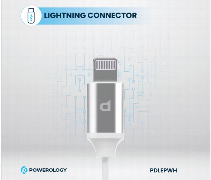 Powerology Stereo Earphone Lightning Connector 1.2M Or 4Ft White - Zoom Image 2