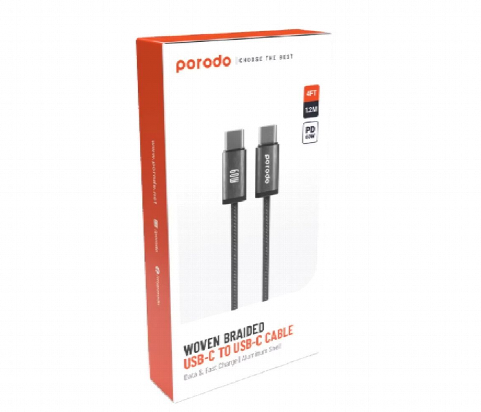 Porodo Woven 60W Type C To Type C Cable 1.2M - Zoom Image 3