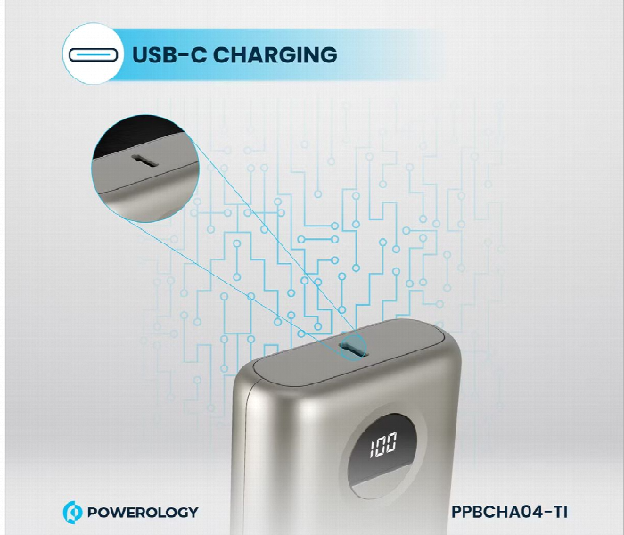 Powerology 10000Mah Ultra Compact Power Bank Titanium - Zoom Image 3