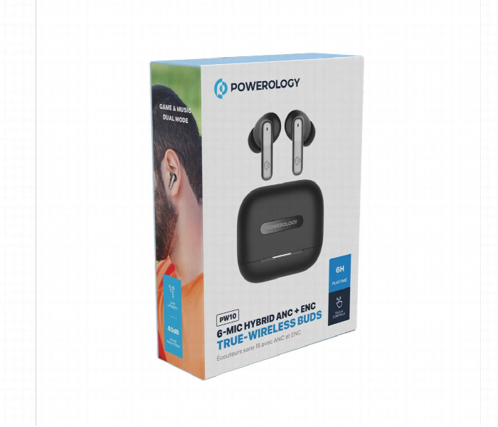 Powerology 6 Mic Hybrid Anc Enc True Wireless Buds White - Zoom Image 4