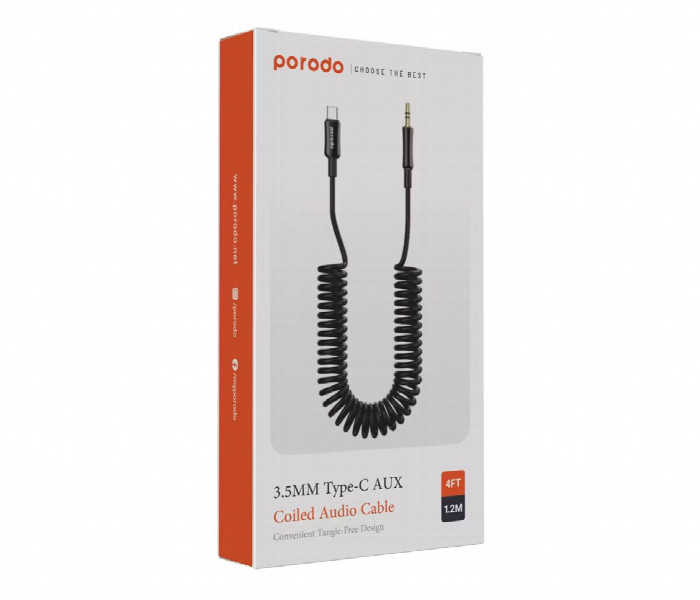 Porodo Type C To Aux Coil Cable 1.2M - Zoom Image 4
