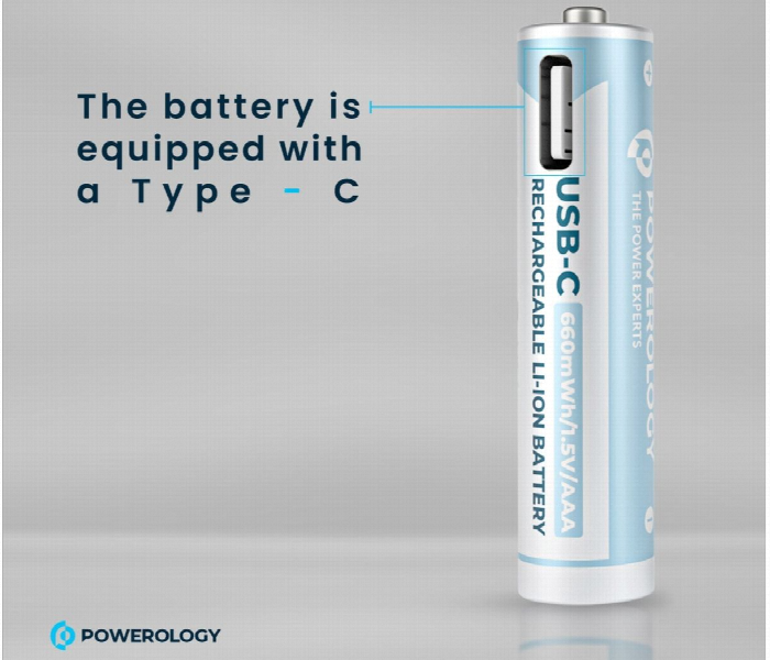 Powerology 1.5V Type C Rechargeable Lithium Ion Battery Aaa Battery 660Mwh - Zoom Image 2