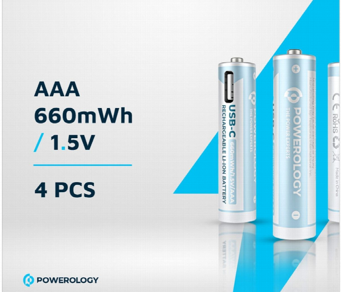 Powerology 1.5V Type C Rechargeable Lithium Ion Battery Aaa Battery 660Mwh - Zoom Image 3