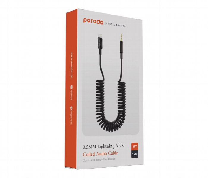 Porodo Lightning To Aux Coil Cable 1.2M - Zoom Image 3