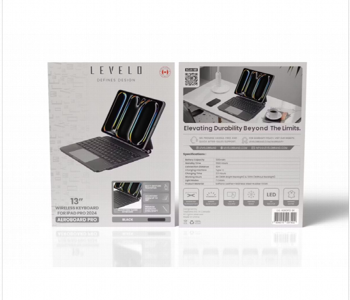 Levelo Aeroboard Pro Saffiano Leather Wireless Keyboard For Ipad Pro 13 Inch - Zoom Image 5