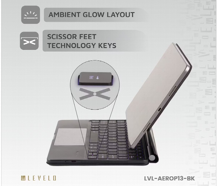 Levelo Aeroboard Pro Saffiano Leather Wireless Keyboard For Ipad Pro 13 Inch - Zoom Image 2