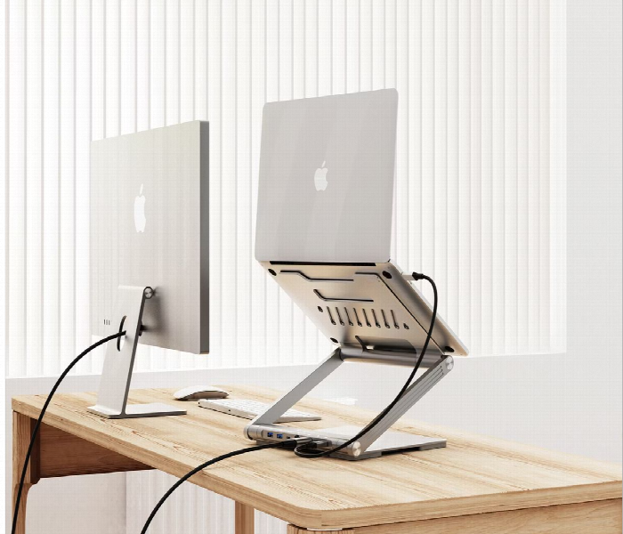 Levelo Aero Link Magnetic Design Laptop Stand Silver - Zoom Image 4