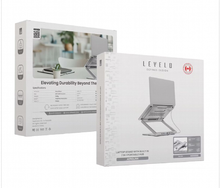 Levelo Aero Link Magnetic Design Laptop Stand Silver - Zoom Image 6