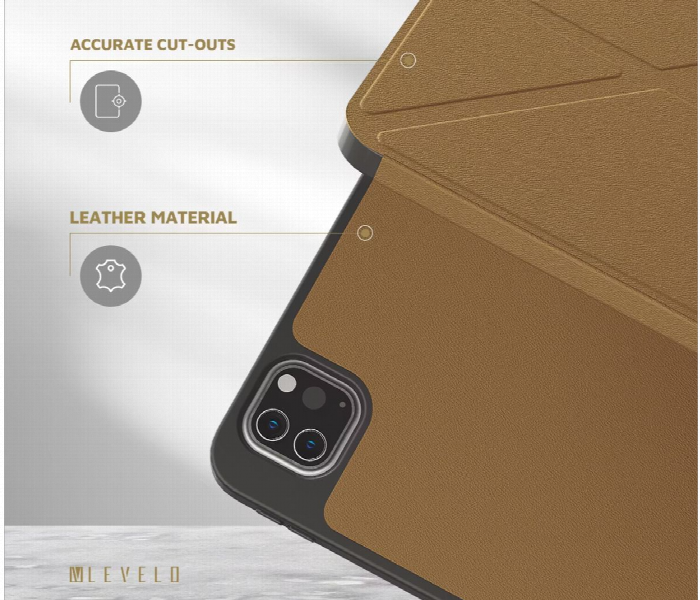 Levelo Elegant Hybrid Leather Case For Ipad Pro 12.9 Brown - Zoom Image 2