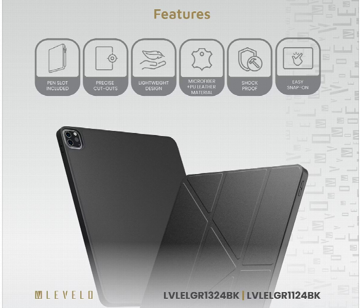 Levelo Elegante Hybrid Leather Ipad Pro 13 Inch 2024 Case Black - Zoom Image 3