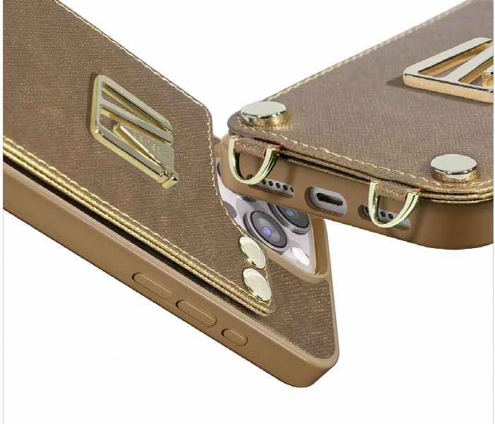 Levelo Serena Leather Case For Iphone 16 Pro Gold - Zoom Image 3