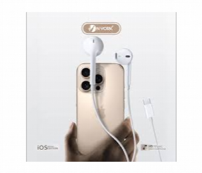 Nyork Hp928 Type C Wired Earphone With 14Mm Length White - Zoom Image 2