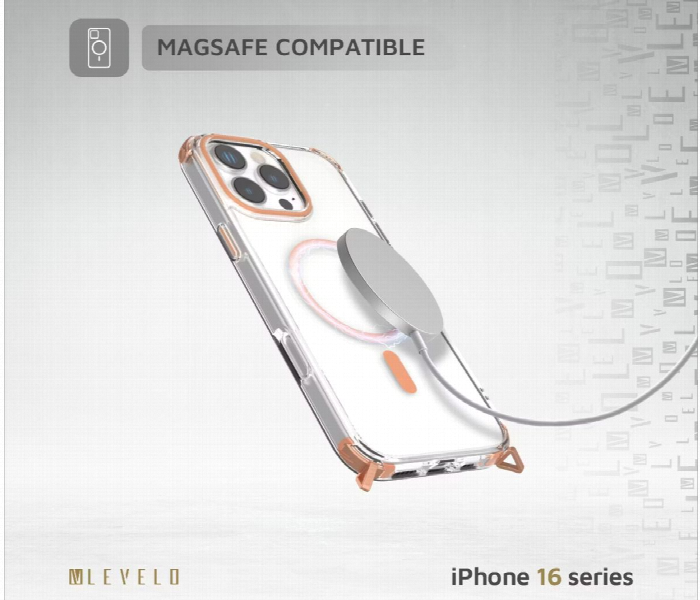 Levelo Celeste Magsafe Case With Crossbody Strap For Iphone 16 Pro Max Orange - Zoom Image 2