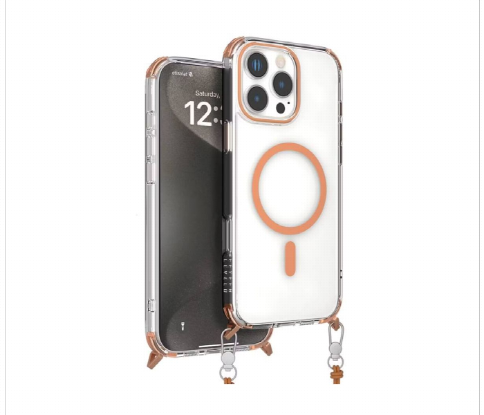 Levelo Celeste Magsafe Case With Crossbody Strap For Iphone 16 Pro Max Orange - Zoom Image 1