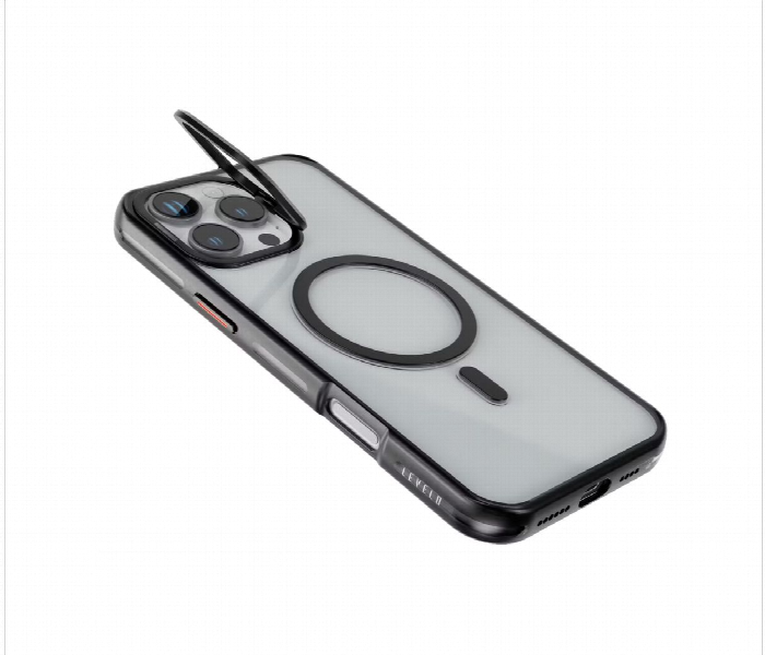 Levelo Elio Pc Case With Camera Ring Stand For Iphone 16 Pro Black - Zoom Image 4