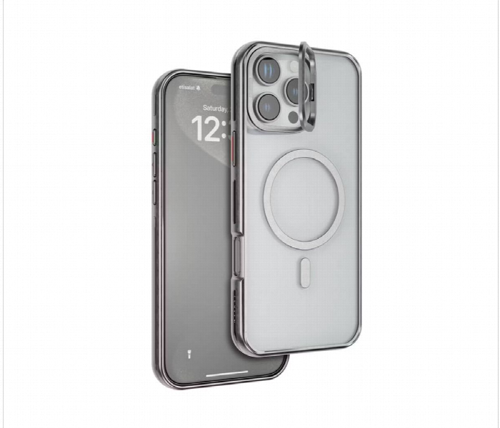 Levelo Elio Pc Case With Camera Ring Stand For Iphone 16 Pro Max Silver - Zoom Image 1