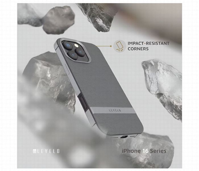 Levelo Pelle Leather Case For Iphone 16 Pro Gray - Zoom Image 3
